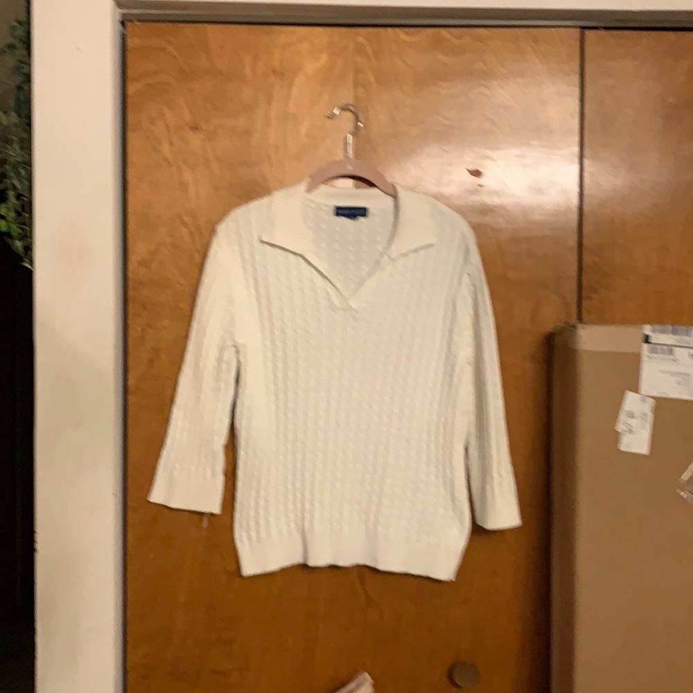 Karen Scott cable knit 3/4 sleeve sweater